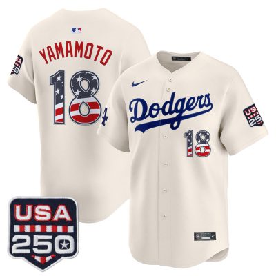 Men's Los Angeles Dodgers USA 250 Fourth of July Vapor Premier Limited Jersey - Liberty Cream / Yamamoto