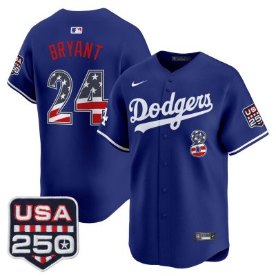 Men's Los Angeles Dodgers USA 250 Fourth of July Vapor Premier Limited Jersey - Royal / Kobe Bryant