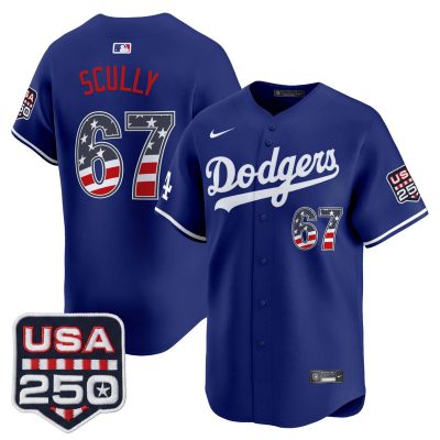 Men's Los Angeles Dodgers USA 250 Fourth of July Vapor Premier Limited Jersey - Royal / Vin Scully