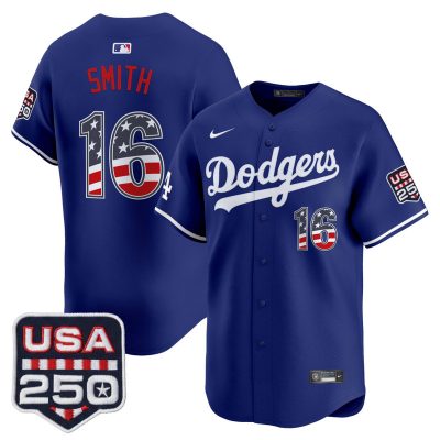 Men's Los Angeles Dodgers USA 250 Fourth of July Vapor Premier Limited Jersey - Royal / Will Smith