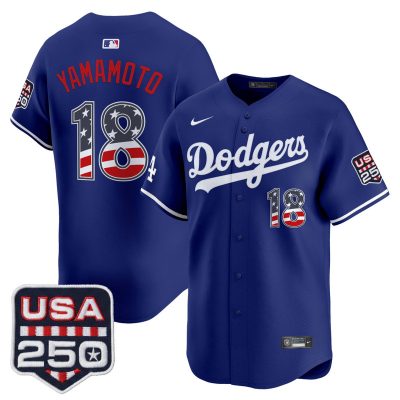 Men's Los Angeles Dodgers USA 250 Fourth of July Vapor Premier Limited Jersey - Royal / Yamamoto