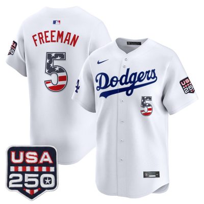 Men's Los Angeles Dodgers USA 250 Fourth of July Vapor Premier Limited Jersey - White / Freddie Freeman