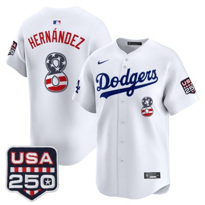 Men's Los Angeles Dodgers USA 250 Fourth of July Vapor Premier Limited Jersey - White / Kike Hernandez