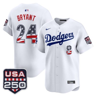 Men's Los Angeles Dodgers USA 250 Fourth of July Vapor Premier Limited Jersey - White / Kobe Bryant