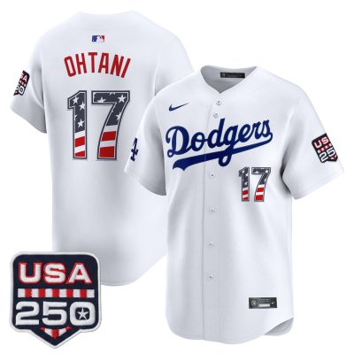 Men's Los Angeles Dodgers USA 250 Fourth of July Vapor Premier Limited Jersey - White / Shohei Ohtani
