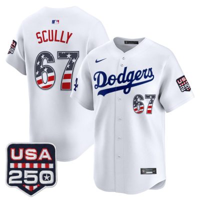Men's Los Angeles Dodgers USA 250 Fourth of July Vapor Premier Limited Jersey - White / Vin Scully