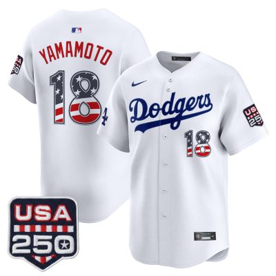 Men's Los Angeles Dodgers USA 250 Fourth of July Vapor Premier Limited Jersey - White / Yamamoto
