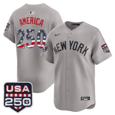Men's New York Yankees USA 250 Fourth of July Vapor Premier Limited Jersey - Gray / #250 America