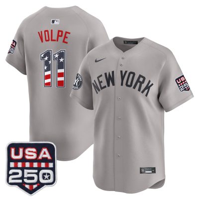 Men's New York Yankees USA 250 Fourth of July Vapor Premier Limited Jersey - Gray / Anthony Volpe
