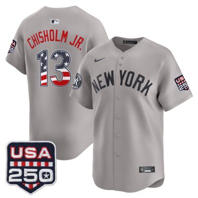 Men's New York Yankees USA 250 Fourth of July Vapor Premier Limited Jersey - Gray / Jazz Chisholm Jr.