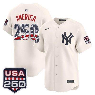 Men's New York Yankees USA 250 Fourth of July Vapor Premier Limited Jersey - Liberty Cream / #250 America