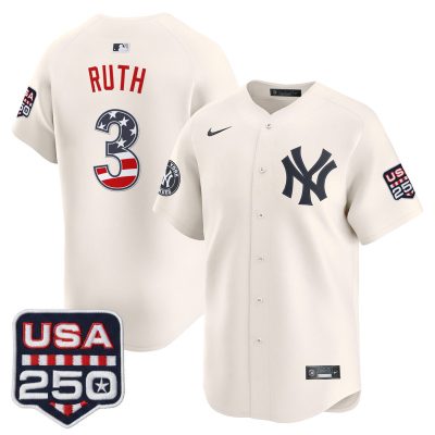 Men's New York Yankees USA 250 Fourth of July Vapor Premier Limited Jersey - Liberty Cream / Babe Ruth