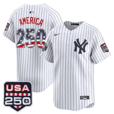 Men's New York Yankees USA 250 Fourth of July Vapor Premier Limited Jersey - Pinstripe / #250 America