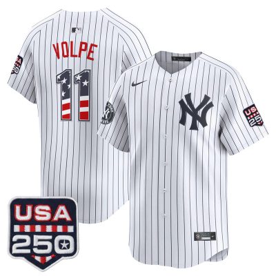Men's New York Yankees USA 250 Fourth of July Vapor Premier Limited Jersey - Pinstripe / Anthony Volpe