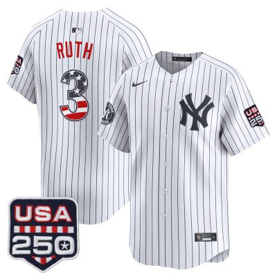 Men's New York Yankees USA 250 Fourth of July Vapor Premier Limited Jersey - Pinstripe / Babe Ruth