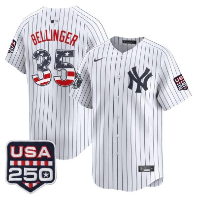 Men's New York Yankees USA 250 Fourth of July Vapor Premier Limited Jersey - Pinstripe / Cody Bellinger