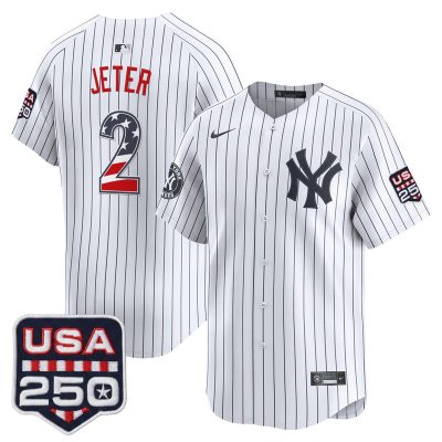 Men's New York Yankees USA 250 Fourth of July Vapor Premier Limited Jersey - Pinstripe / Derek Jeter