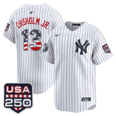 Men's New York Yankees USA 250 Fourth of July Vapor Premier Limited Jersey - Pinstripe / Jazz Chisholm Jr.