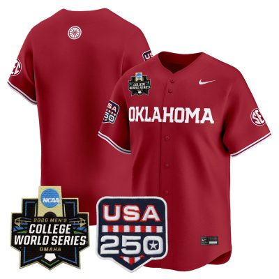 Men's Oklahoma Sooners 2026 World Series Vapor Premier Limited Jersey - 250 America Patch - Crimson / Team