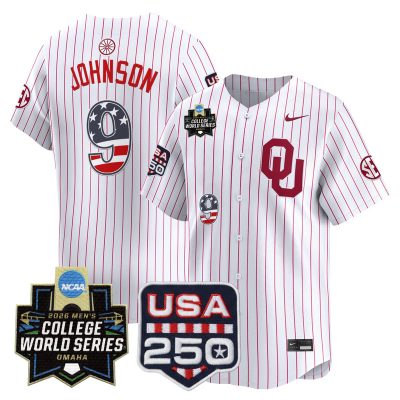 Men's Oklahoma Sooners USA 250 Fourth of July Vapor Premier Limited Jersey - 2026 World Series Patch - White / Camden Johnson