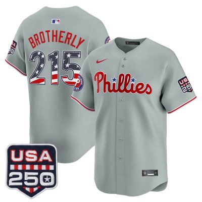 Men's Philadelphia Phillies USA 250 Fourth of July Vapor Premier Limited Jersey - Gray / Brotherly 215