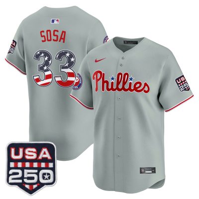 Men's Philadelphia Phillies USA 250 Fourth of July Vapor Premier Limited Jersey - Gray / Edmundo Sosa