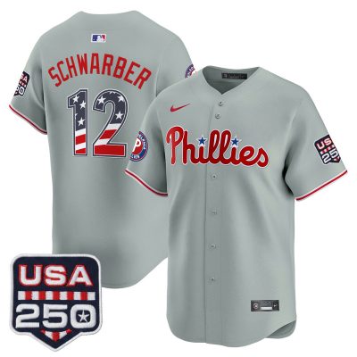 Men's Philadelphia Phillies USA 250 Fourth of July Vapor Premier Limited Jersey - Gray / Kyle Schwarber