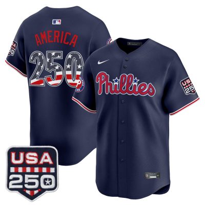 Men's Philadelphia Phillies USA 250 Fourth of July Vapor Premier Limited Jersey - Navy / #250 America