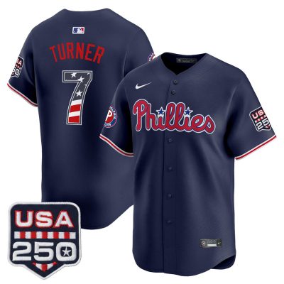 Men's Philadelphia Phillies USA 250 Fourth of July Vapor Premier Limited Jersey - Navy / Trea Turner
