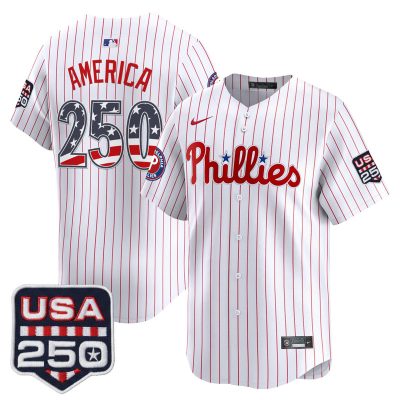 Men's Philadelphia Phillies USA 250 Fourth of July Vapor Premier Limited Jersey - Pinstripe / #250 America