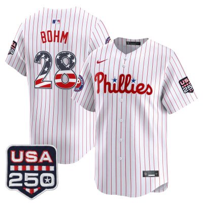 Men's Philadelphia Phillies USA 250 Fourth of July Vapor Premier Limited Jersey - Pinstripe / Alec Bohm