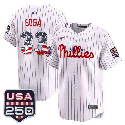 Men's Philadelphia Phillies USA 250 Fourth of July Vapor Premier Limited Jersey - Pinstripe / Edmundo Sosa