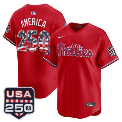 Men's Philadelphia Phillies USA 250 Fourth of July Vapor Premier Limited Jersey - Red / #250 America