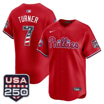 Men's Philadelphia Phillies USA 250 Fourth of July Vapor Premier Limited Jersey - Red / Trea Turner