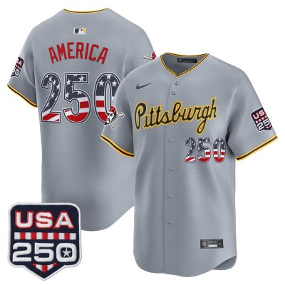 Men's Pittsburgh Pirates USA 250 Fourth of July Vapor Premier Limited Jersey - Gray / #250 America