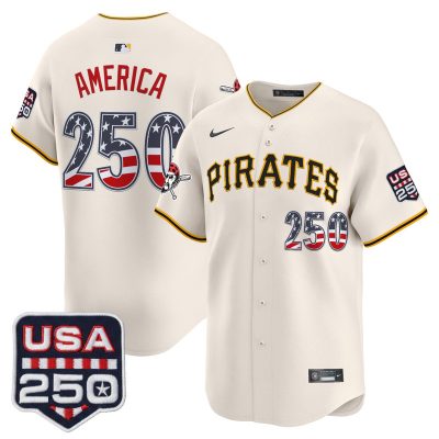Men's Pittsburgh Pirates USA 250 Fourth of July Vapor Premier Limited Jersey - Liberty Cream / #250 America