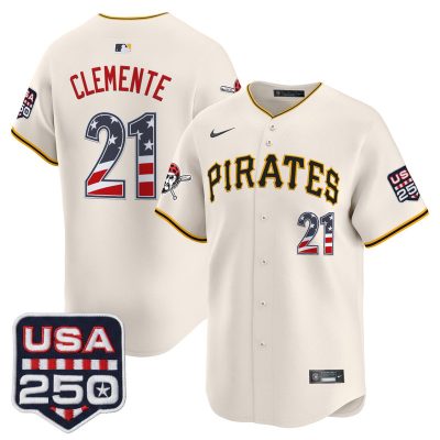 Men's Pittsburgh Pirates USA 250 Fourth of July Vapor Premier Limited Jersey - Liberty Cream / Roberto Clemente