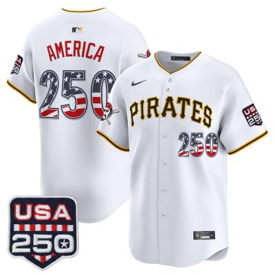 Men's Pittsburgh Pirates USA 250 Fourth of July Vapor Premier Limited Jersey - White / #250 America