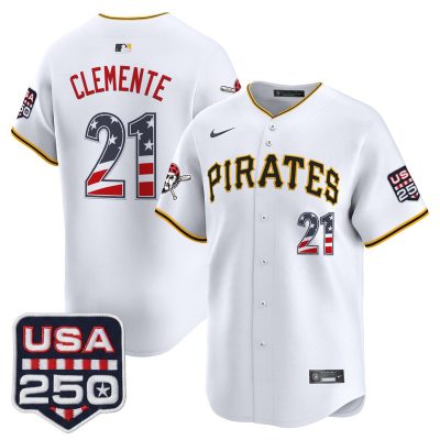 Men's Pittsburgh Pirates USA 250 Fourth of July Vapor Premier Limited Jersey - White / Roberto Clemente