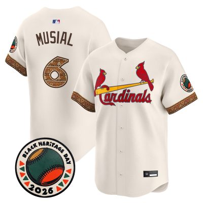 Men's St. Louis Cardinals 2026 Black Heritage Day Vapor Premier Limited Jersey - Stitched - Cream / Stan Musial