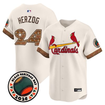 Men's St. Louis Cardinals 2026 Black Heritage Day Vapor Premier Limited Jersey - Stitched - Cream / Whitey Herzog
