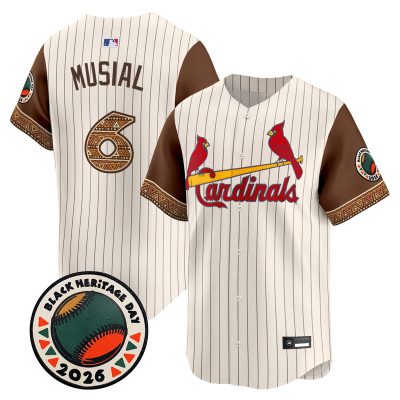 Men's St. Louis Cardinals 2026 Black Heritage Day Vapor Premier Limited Jersey - Stitched - Pinstripe / Stan Musial