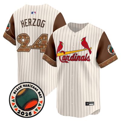 Men's St. Louis Cardinals 2026 Black Heritage Day Vapor Premier Limited Jersey - Stitched - Pinstripe / Whitey Herzog