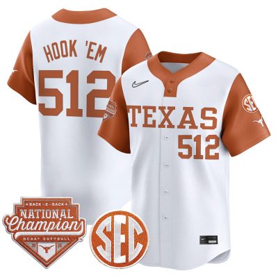 Men's Texas Longhorns 2026 Back-To-Back World Series (WCWS) Champions Vapor Premier Limited Jersey - Alternate / Hook 'Em 512