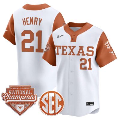 Men's Texas Longhorns 2026 Back-To-Back World Series (WCWS) Champions Vapor Premier Limited Jersey - Alternate / Kayden Henry