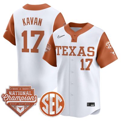 Men's Texas Longhorns 2026 Back-To-Back World Series (WCWS) Champions Vapor Premier Limited Jersey - Alternate / Teagan Kavan