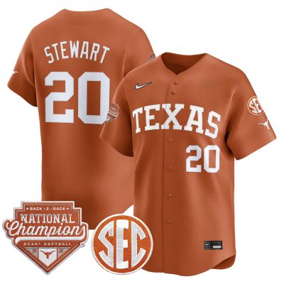 Men's Texas Longhorns 2026 Back-To-Back World Series (WCWS) Champions Vapor Premier Limited Jersey - Orange / Katie Stewart