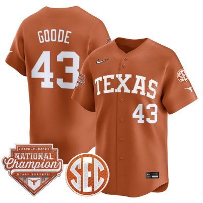 Men's Texas Longhorns 2026 Back-To-Back World Series (WCWS) Champions Vapor Premier Limited Jersey - Orange / Leighann Goode
