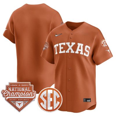 Men's Texas Longhorns 2026 Back-To-Back World Series (WCWS) Champions Vapor Premier Limited Jersey - Orange / Team
