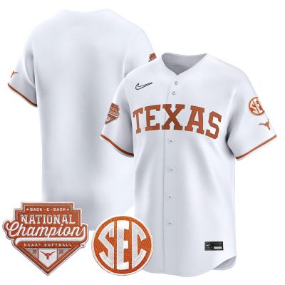 Men's Texas Longhorns 2026 Back-To-Back World Series (WCWS) Champions Vapor Premier Limited Jersey - White / Team